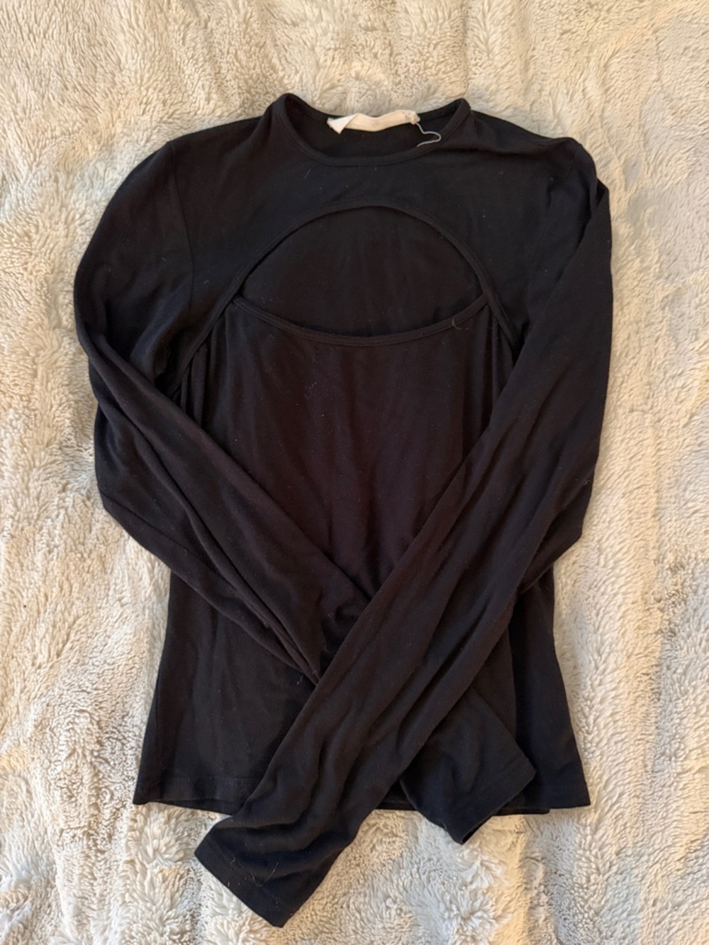 LF Emma & Sam Black Long-Sleeve Cutout Women’s Top